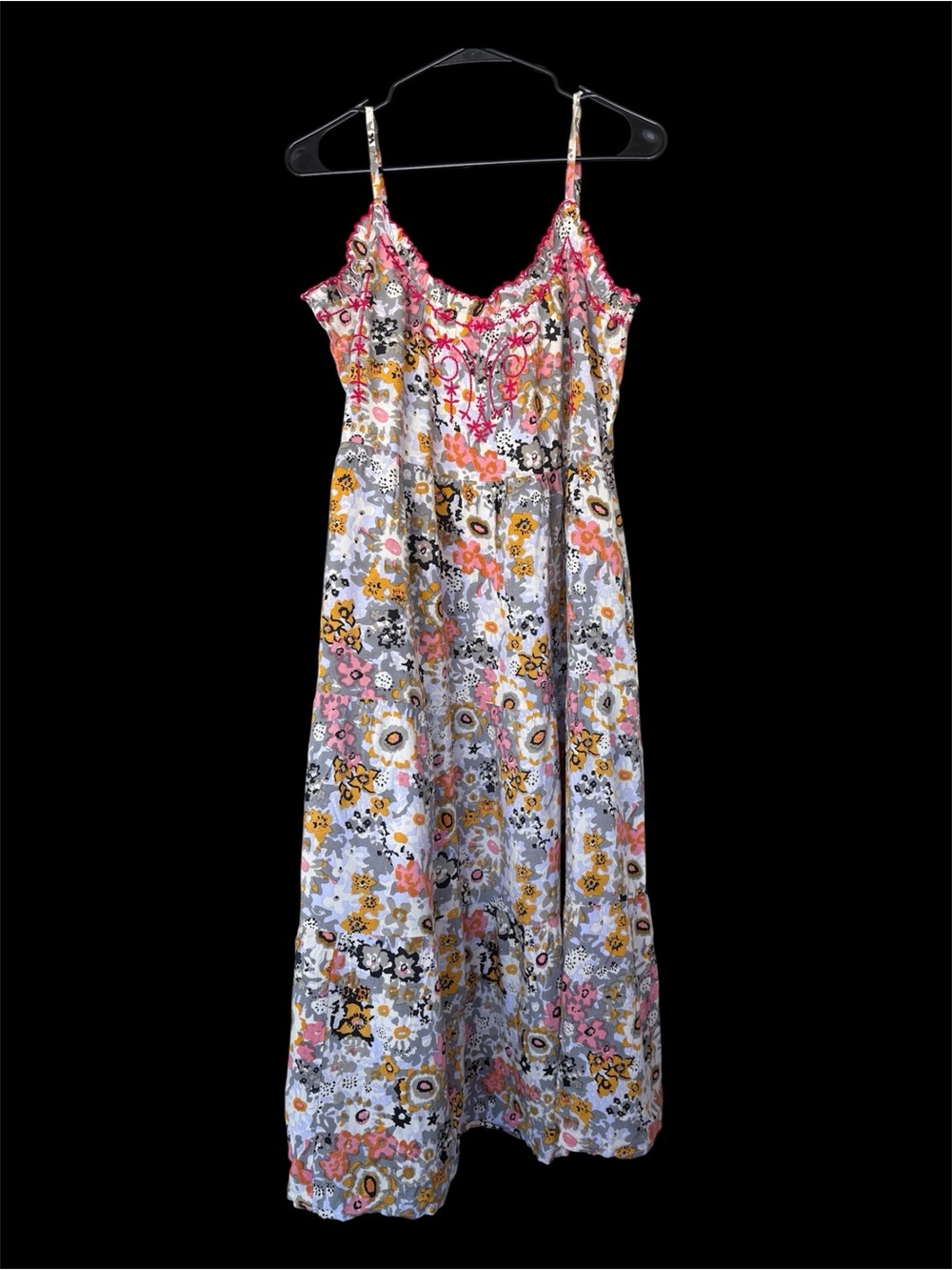 NATURAL LIFE Multicolor Floral Midi Dress with Pink Trim - Picture 2 of 5